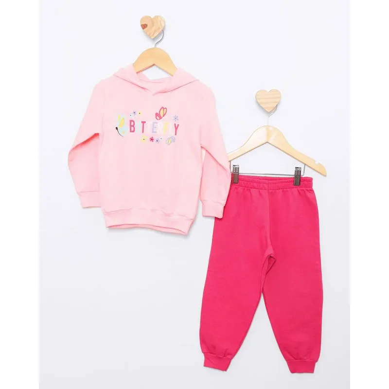 Conjunto Moletom Bebê Peluciado Estampa Butterfly Rosa 1