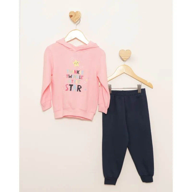 Conjunto Moletom Bebê Longo Estampa Estrela Rosa 3