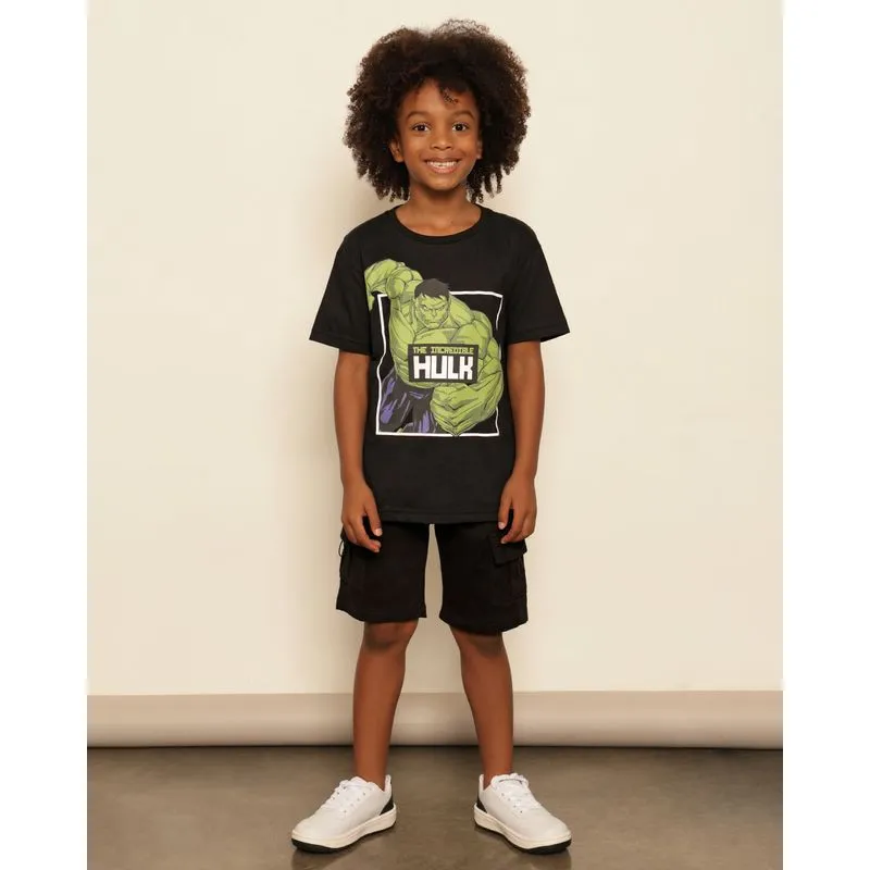 Bermuda Infantil Reta Cotelê Bolso Cargo Preta 6