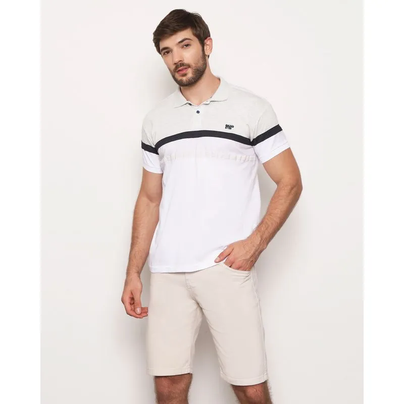 Camisa Polo Gangster Com Recortes Manga Curta Branca P