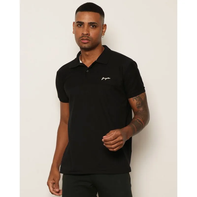 Camisa Polo Masculina Gangster Texturizada Com Recortes Manga Curta Preta G