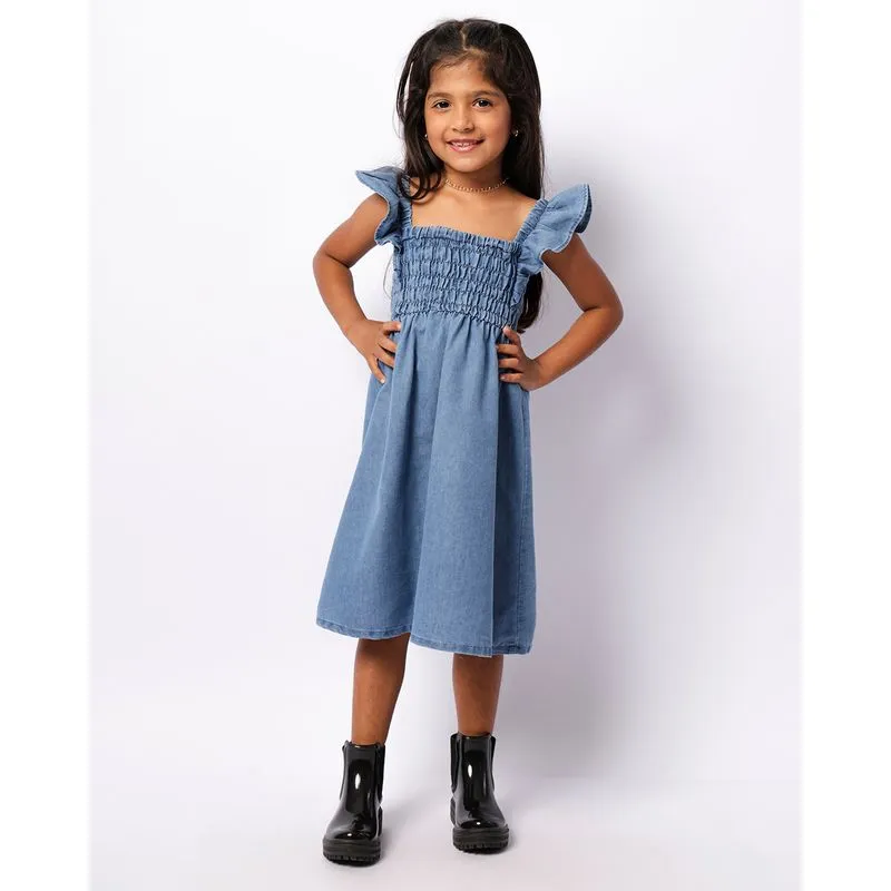 Vestido Infantil Liocel Curto Com Lastex Azul 8