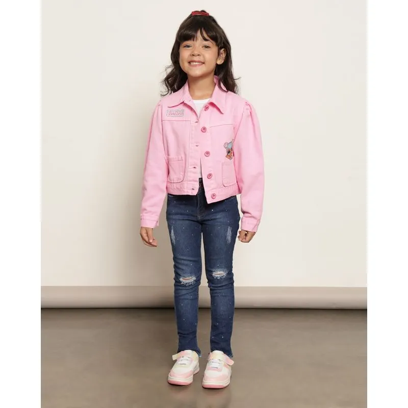 Calça Jeans Infantil Skinny Com Aplicação de Brilhos Azul 8