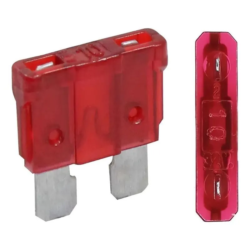 50pç Fusível Medio Automotivo Engate Tp Lamina 10a Vermelho