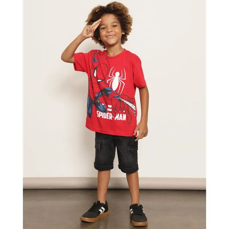 Bermuda Jeans Infantil Reta Com Bolsos Barra Dobrada Preta 6