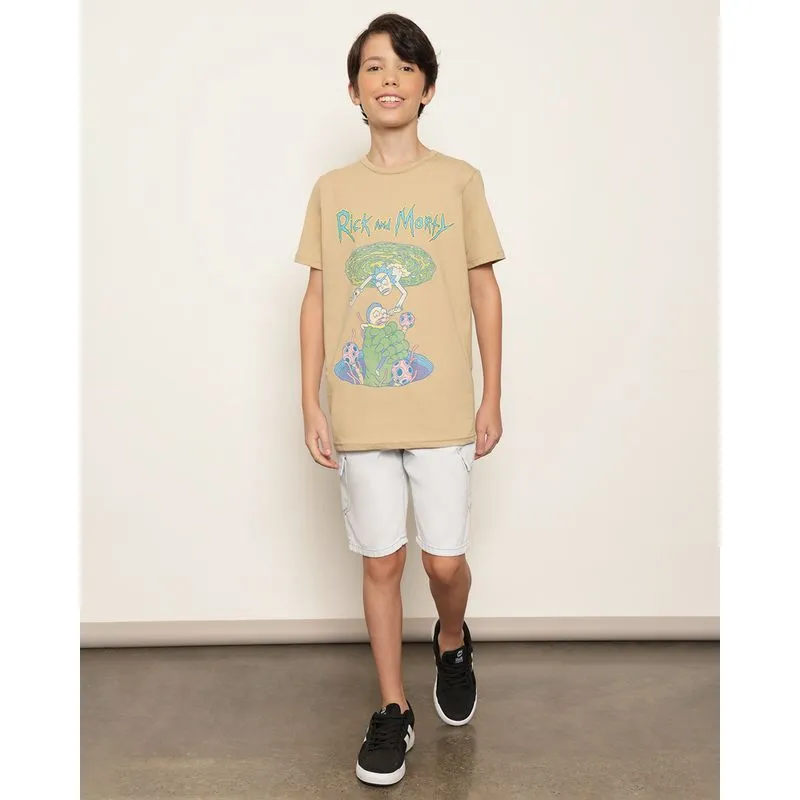 Bermuda Jeans Juvenil Reta Bolso Cargo Azul 14