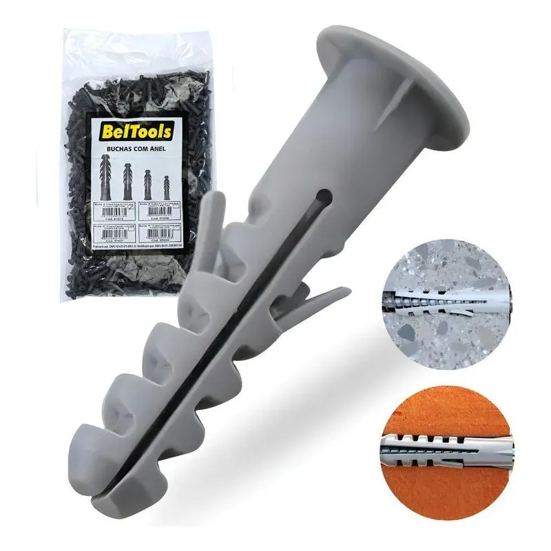 Kit Com 1000 Bucha Plástica 6mm Com Anel Beltools