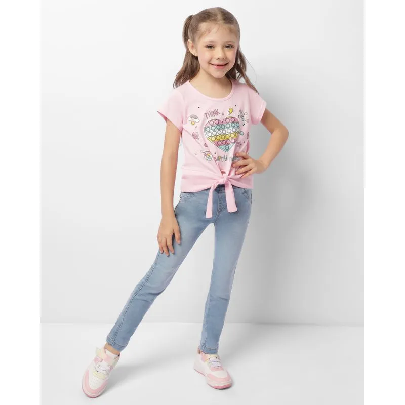 Calça Jeans Infantil Skinny Com Bolsos Azul 8