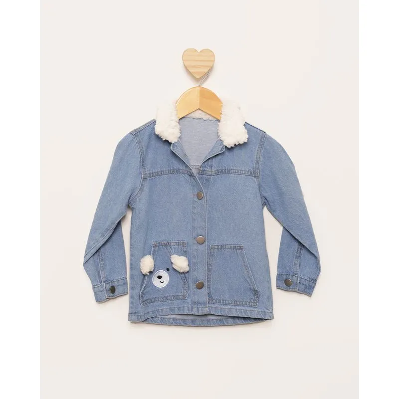 Jaqueta Jeans Bebê Manga Longo Com Sherpa Azul 1