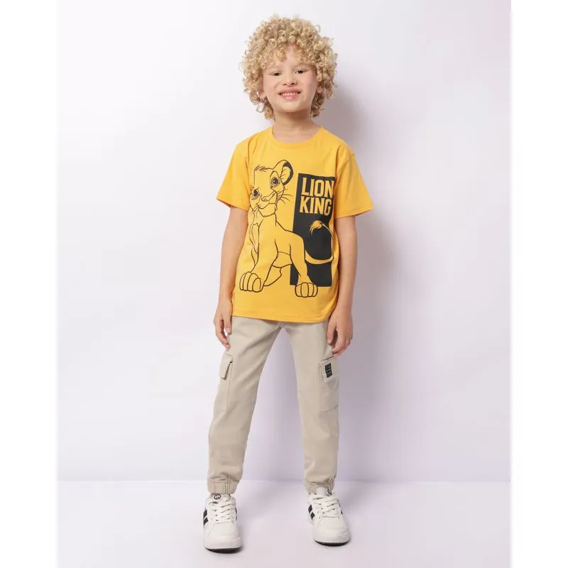 Calça Infantil Sarja Jogger Com Bolso Cargo Bege 4