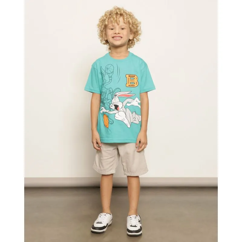 Bermuda Infantil Sarja Reta Com Bolsos Bege 8