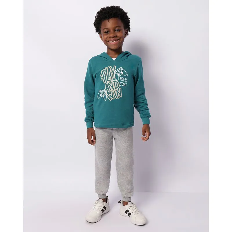 Conjunto Moletom Infantil Peluciado Jogger Estampa Game Verde 6
