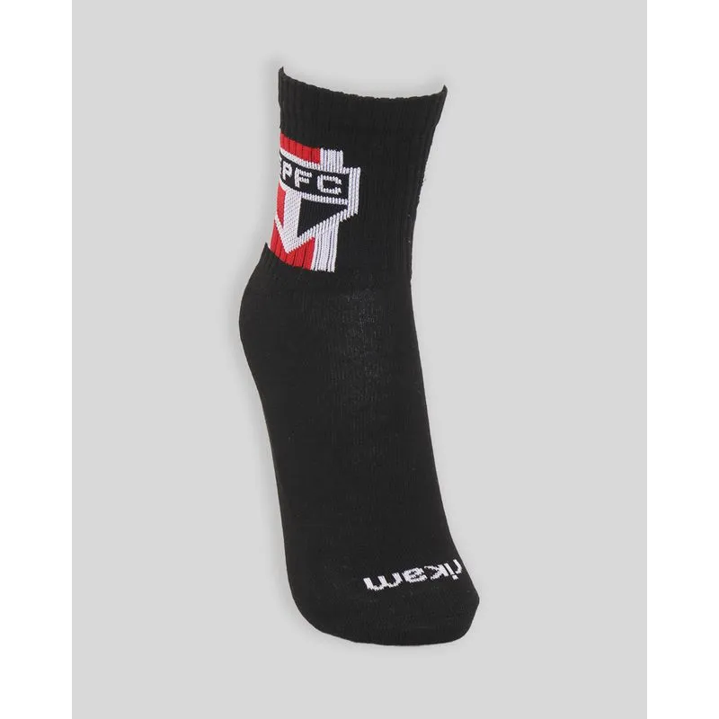 Meia Masculina Cano Longo Estampa São Paulo Preta 38 A 43