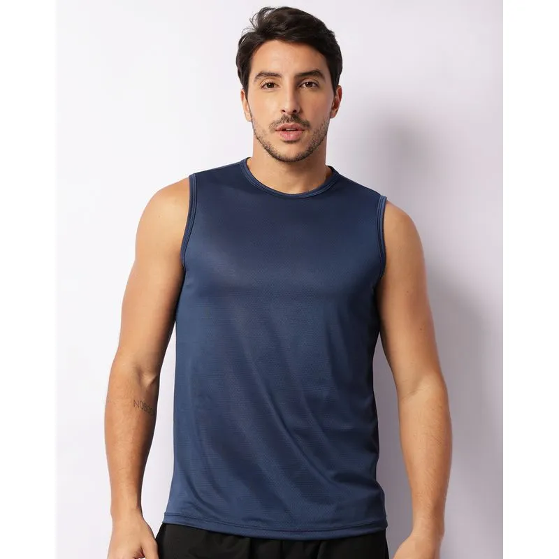 Regata Esportiva Masculina Dry Fit Perfurado Azul Marinho GG
