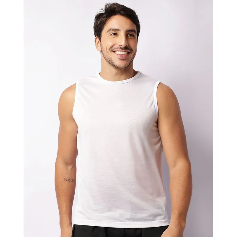 Regata Esportiva Masculina Dry Fit Perfurado Branca G