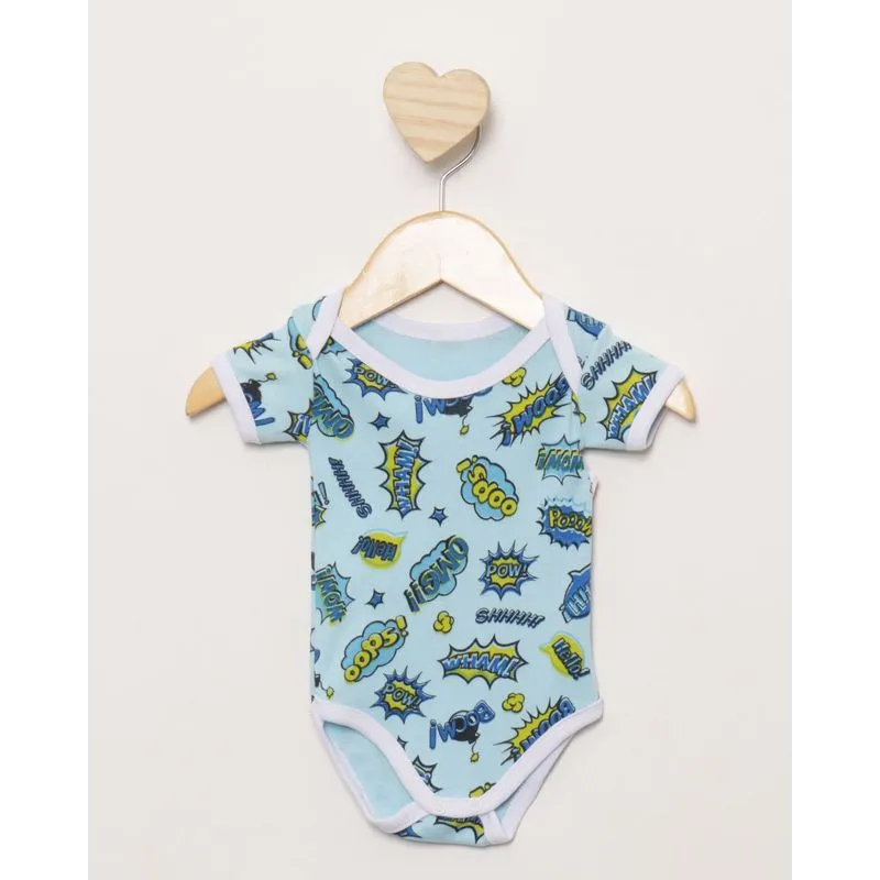 Body Bebê Estampa Sortida Manga Curta Azul M