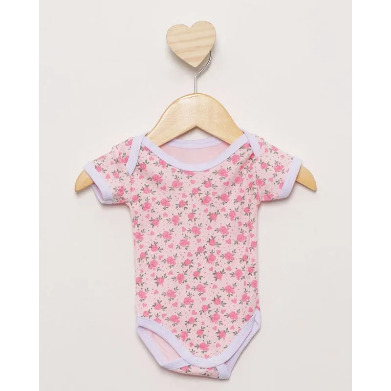 Body Bebê Estampa Sortida Manga Curta Rosa P