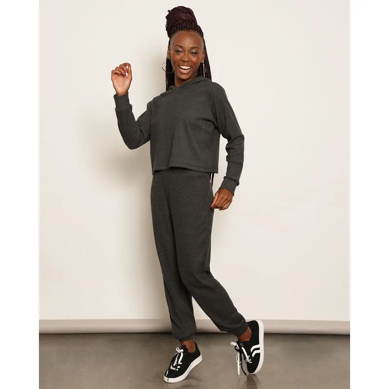 Calça Feminina Jogger Canelada Cinza M