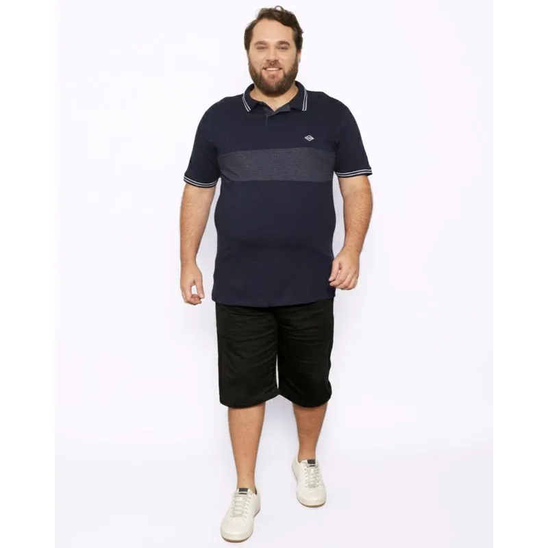Bermuda Plus Size Masculina Sarja Reta Com Bolsos Preta 54
