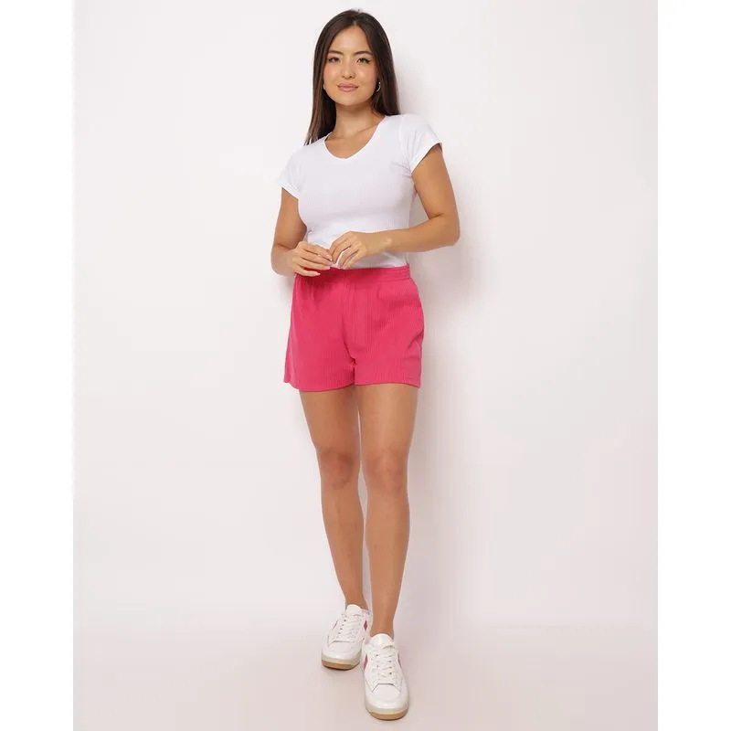 Short Feminino Canelado Rosa G