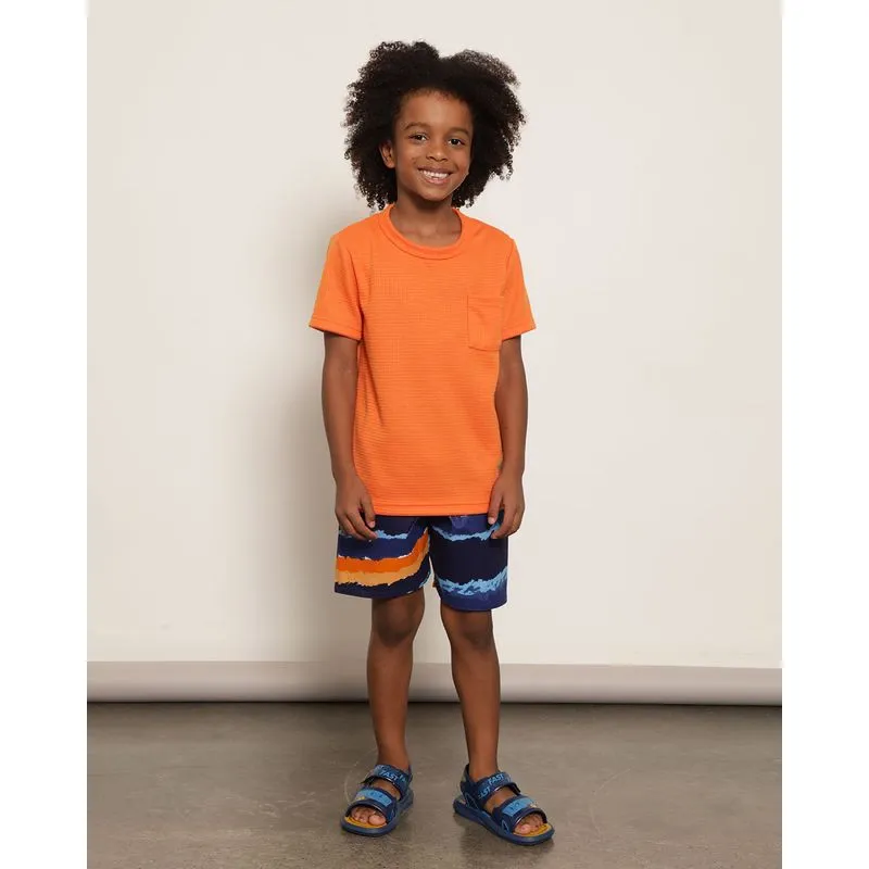 Bermuda Infantil Reta Estampada Azul 6