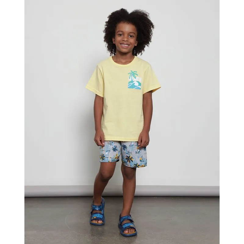 Bermuda Infantil Reta Estampada Tropical Cinza 6