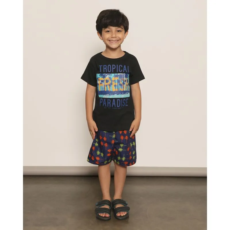 Bermuda Infantil Menino Estampada Coqueiros Marinho 4