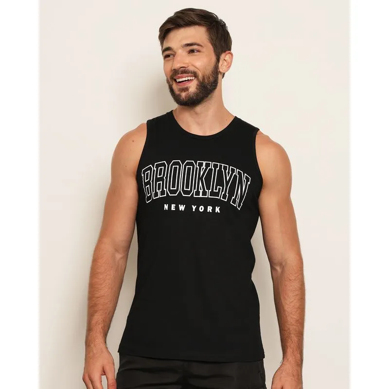 Regata Masculina Estampa Brookyn Preta G