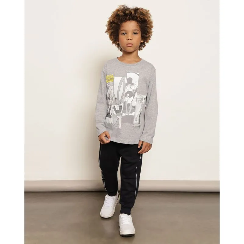 Calça Moletom Infantil Jogger Peluciada Gangster Marinho 6