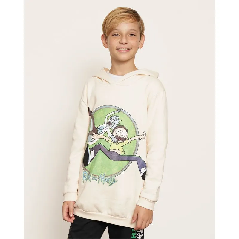 Blusão Moletom Juvenil Warner Rick And Morty Bege 14