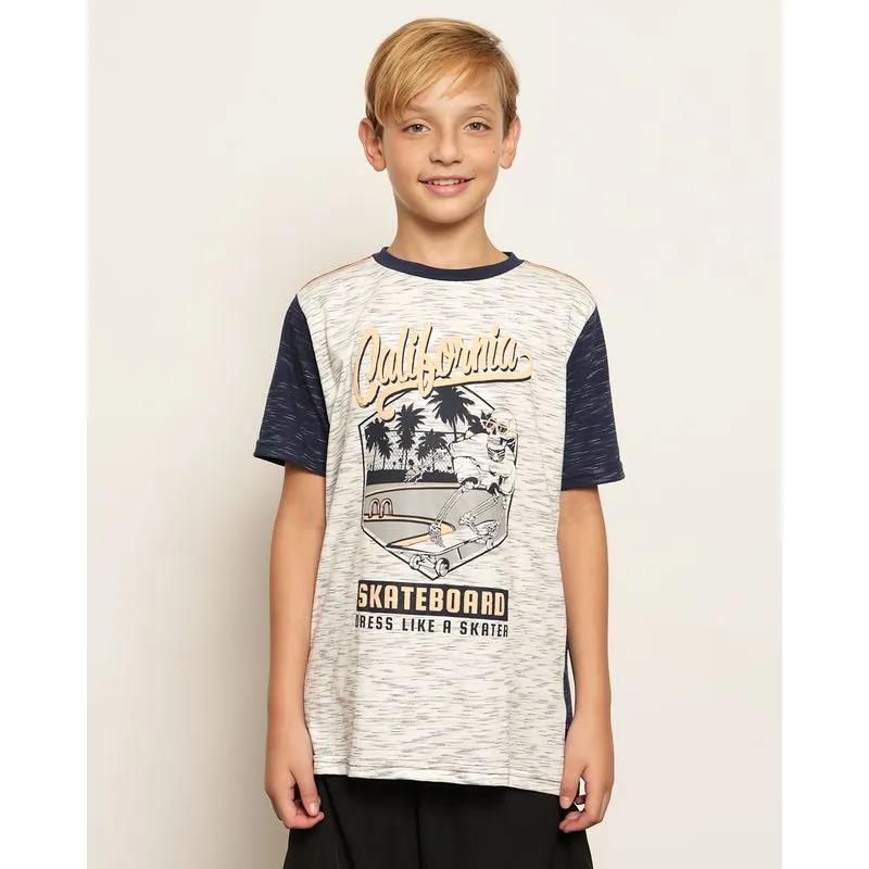 Camiseta Juvenil Flame Estampa Caveira Manga Curta Off White 12