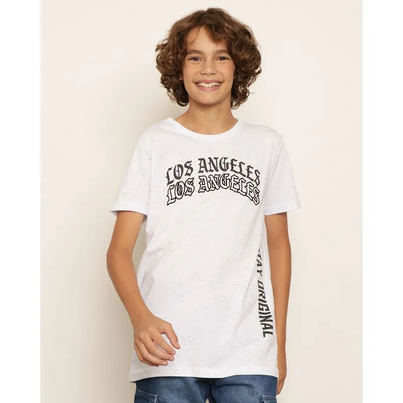 Camiseta Juvenil Botone com Estampa Los Angeles Branca 14
