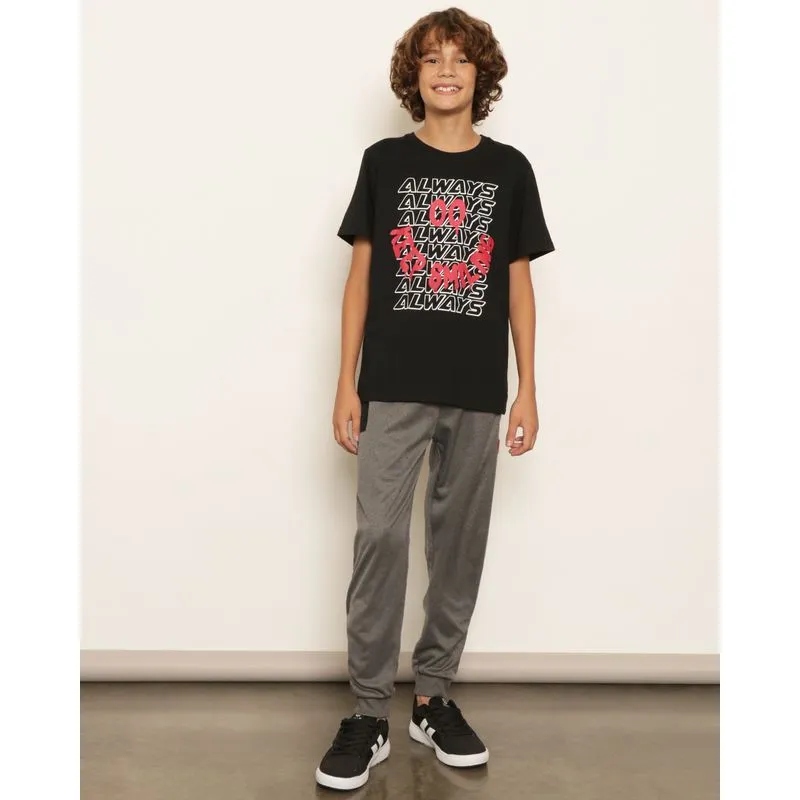 Calça Juvenil Helanca Peluciada Jogger Bolso Texturizado Cinza 16