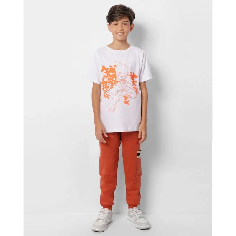 Calça Moletom Juvenil Jogger Peluciado Bolso Cargo Estampado Marrom 16