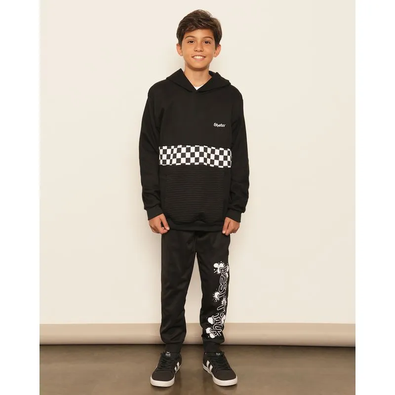 Calça Juvenil Jogger Helanca Peluciada Com Bolsos Preta 12