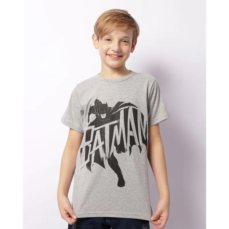 Camiseta Juvenil DC Comics Batman Manga Curta Cinza 10