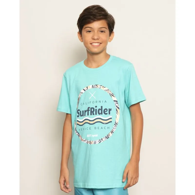 Camiseta Juvenil Estampa Com Escrita Manga Curta Azul 10