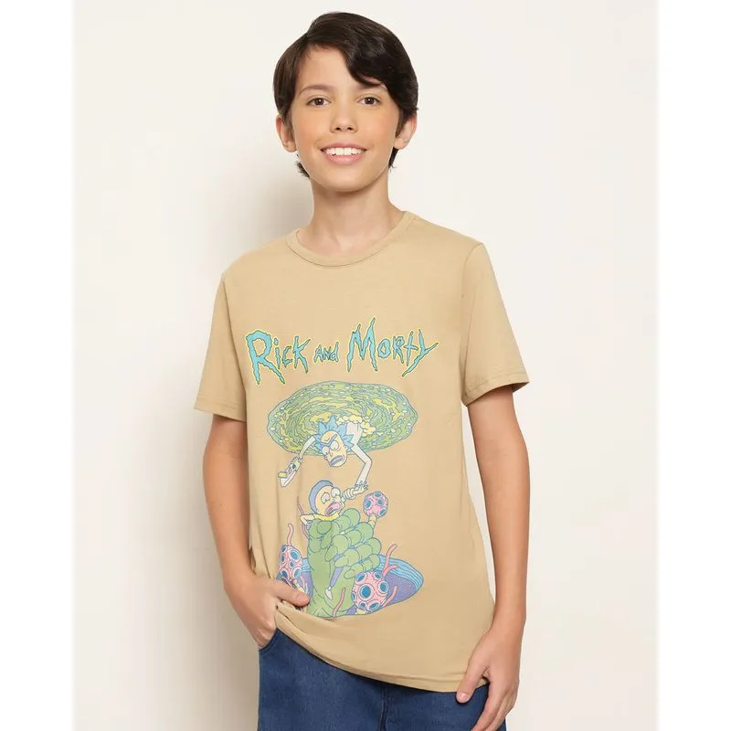 Camiseta Juvenil Warner Rick And Morty Manga Curta Bege 14