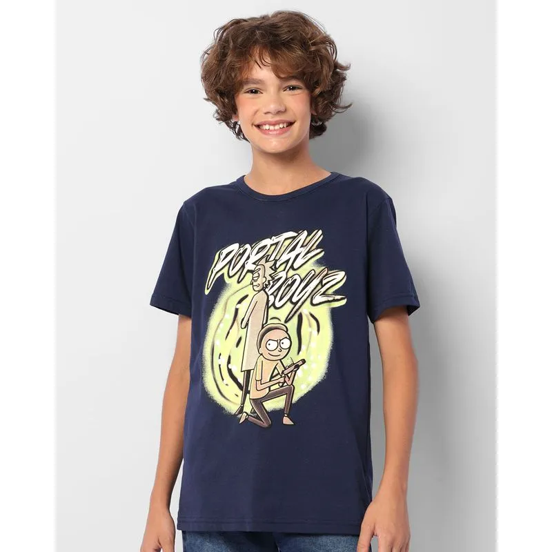 Camiseta Juvenil Warner Rick And Morty Manga Curta Marinho 10