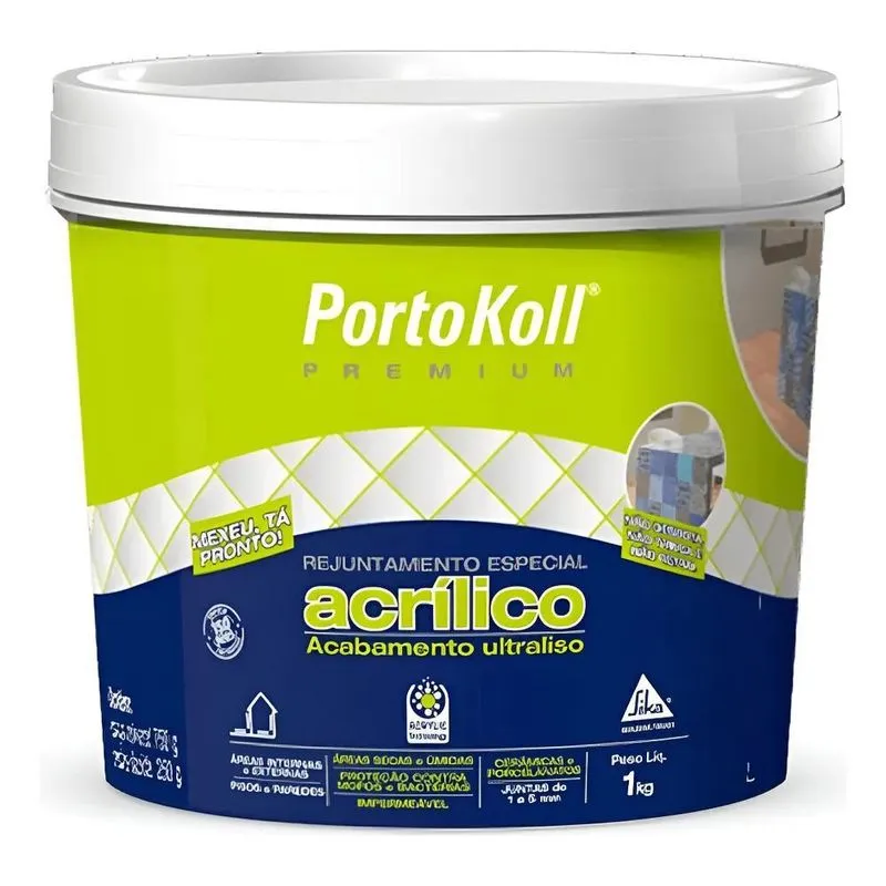 Rejunte Acrílico Portokoll 1kg Cinza Platina