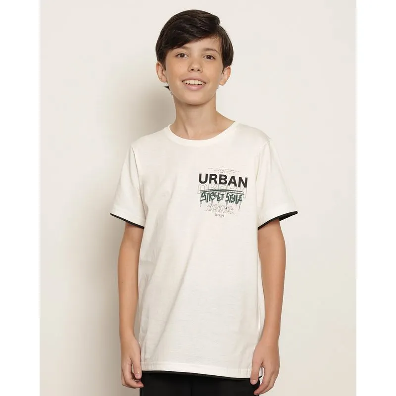 Camiseta Juvenil Estampa Escrita Manga Curta Off White 14