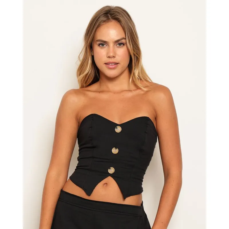 Blusa Feminina Cropped Sarja Tomara Que Caia Preta G