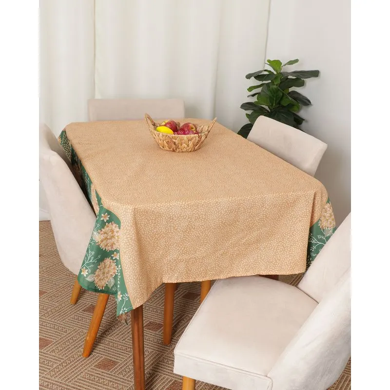 Toalha De Mesa Retangular Teka Estampada Bege UN