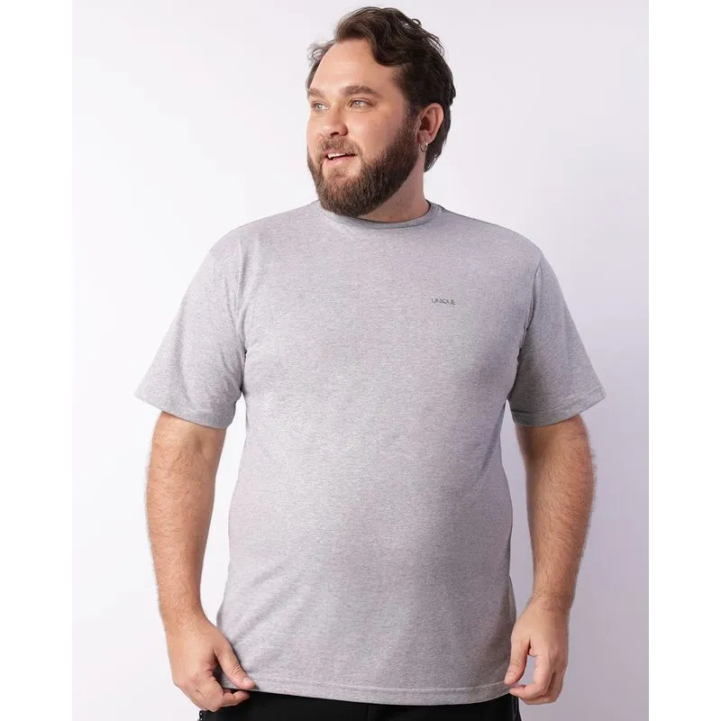 Camiseta Plus Size Masculina Manga Curta Cinza G1