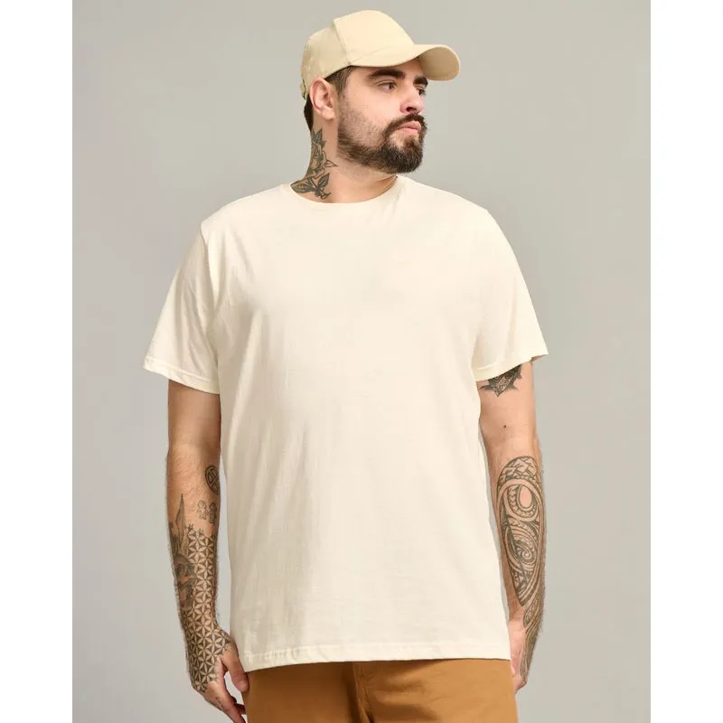 Camiseta Plus Size Masculina Estampa Escrita Manga Curta Off White G4