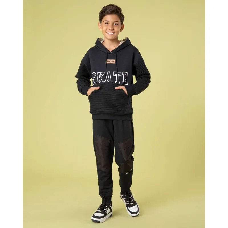Calça Juvenil Peluciada Jogger Com Bolsos Preta 14
