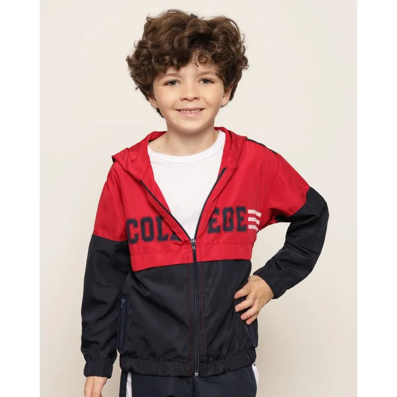 Jaqueta Infantil Corta Vento Recortes Com Bolsos Marinho 10