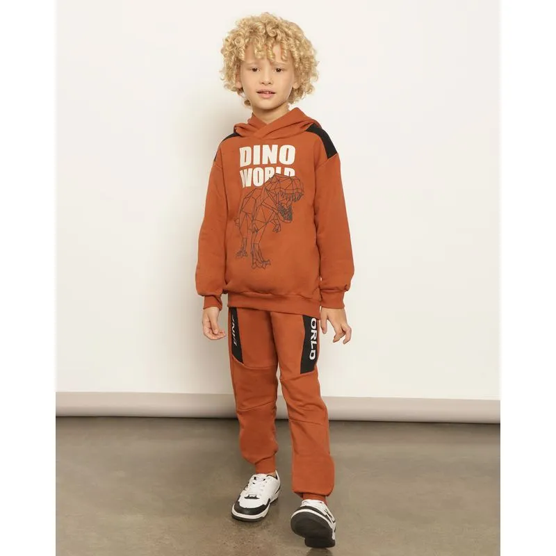 Calça Moletom Infantil Jogger Com Recorte Marrom 10