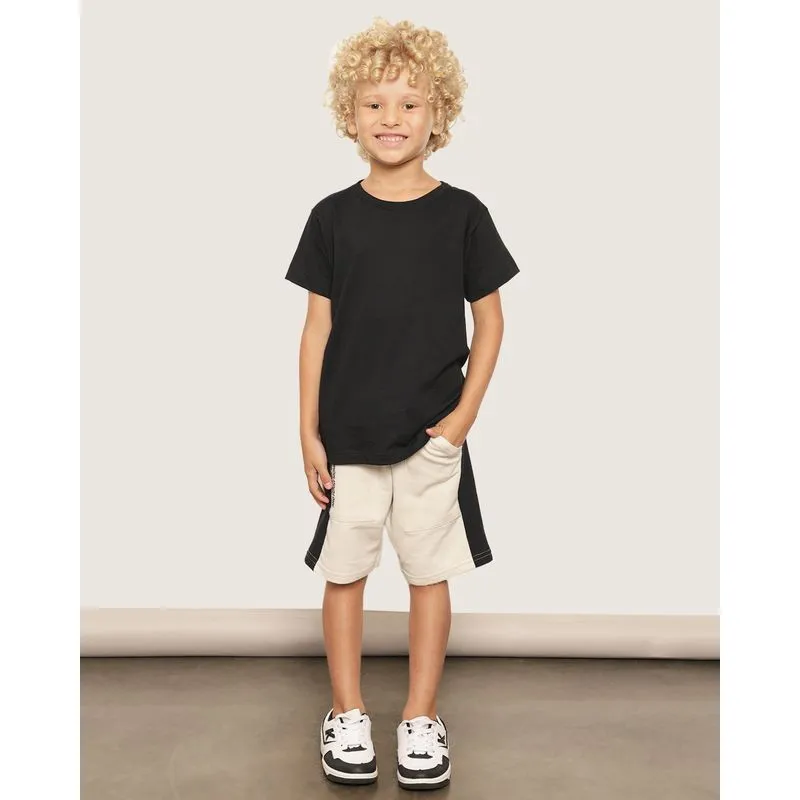 Bermuda Infantil Moletinho Reta Com Recortes Bege 6