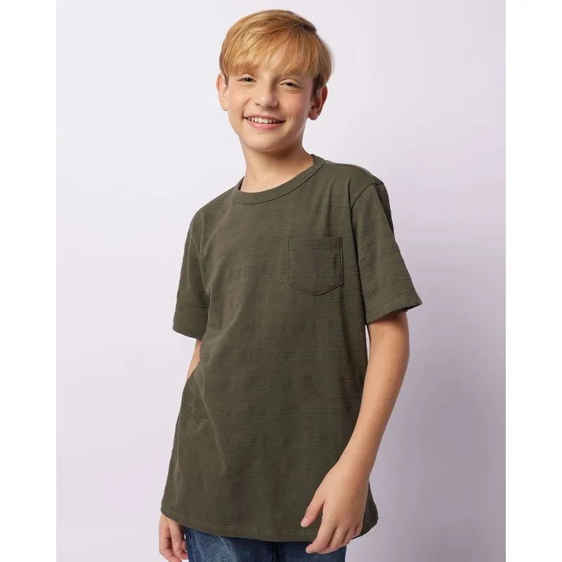 Camiseta Juvenil Texturizada Com Bolso Manga Curta Verde 10